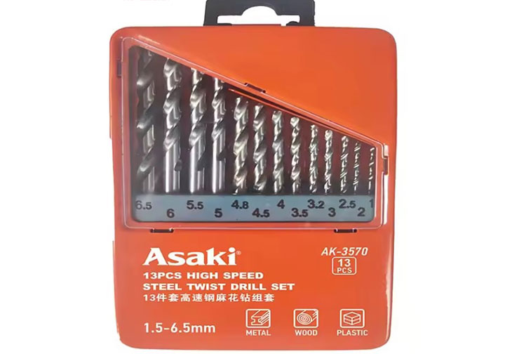 1.5-6.5mm Bộ mũi khoan inox / sắt 13 chi tiết Asaki AK-3570