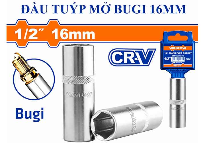 16mm Đầu tuýp mở bugi 1/2" Wadfow WSC4216