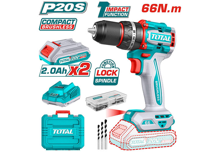 20V Máy khoan búa dùng pin 66Nm Total TIDLI20668