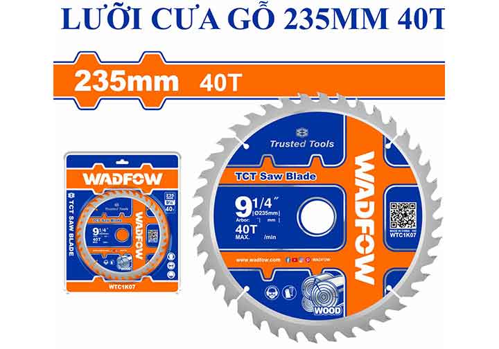 235mm Lưỡi cắt gỗ 40 răng Wadfow WTC1K07