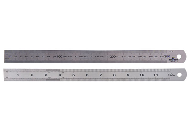 300mm Thước lá thép (bản rộng 30mm - dày 0.8mm - hệ mm và inch) Kingtony 79063-12