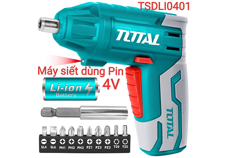 4V Máy siết vít dùng pin 1/4" Total TSDLI0401