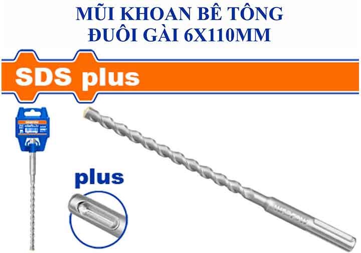 6x110mm Mũi khoan bê tông đuôi gài SDS Wadfow WHD1202