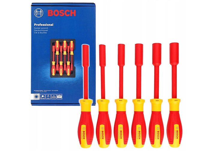 7-14mm Bộ tuốc nơ vít vặn tuýp lục giác 6 chi tiết cách điện 1000v Bosch 1600A02NF3