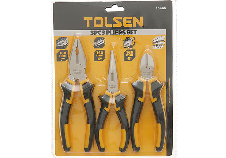 Bộ kìm điện, kìm nhọn, kìm cắt 3 chi tiết Tolsen 10400