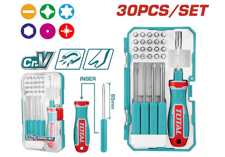 Bộ tuốc nơ vít đa năng 30 chi tiết Total TACSD30306